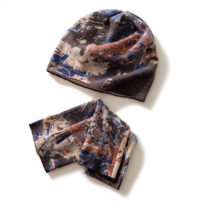 Phong cách quốc gia mùa thu đông in hai mặt Beanie dệt kim