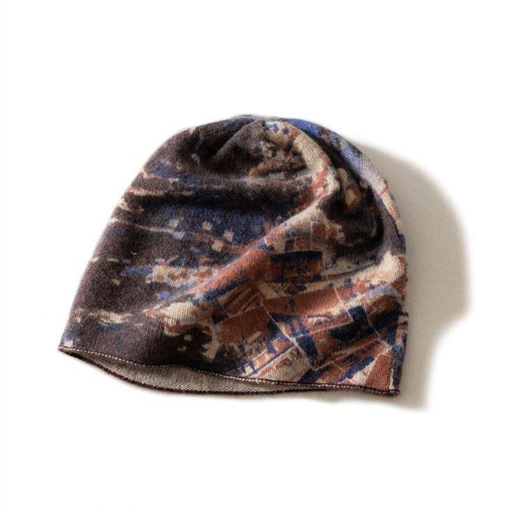 Autumn Winter National Style Printed Double Side Knitted Beanie