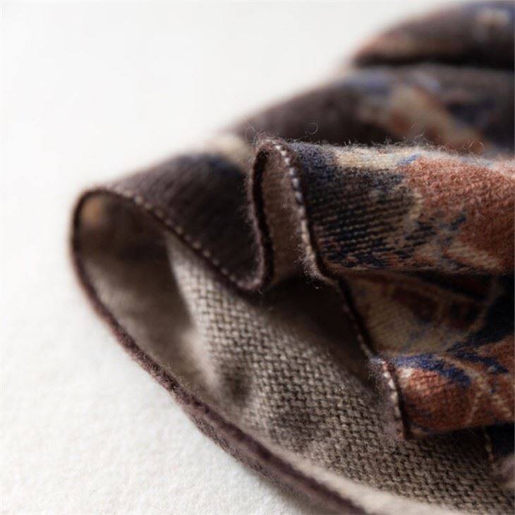 Autumn Winter National Style Printed Double Side Knitted Beanie