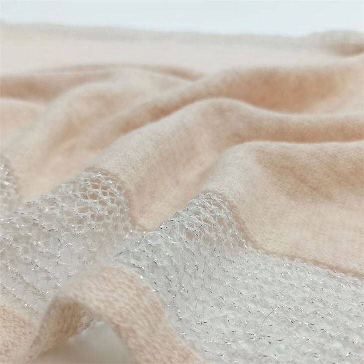 Customised Hollow Out Silver Decoration Plain Knitted Cashmere Scarf