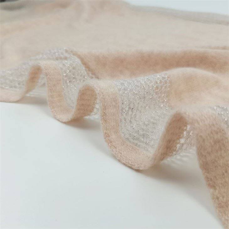 Customised Hollow Out Silver Decoration Plain Knitted Cashmere Scarf