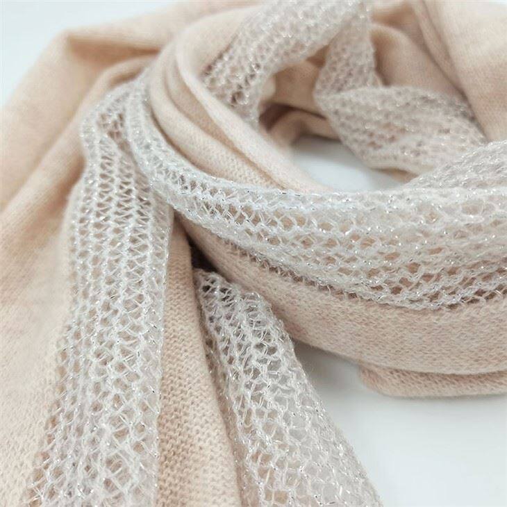 Customised Hollow Out Silver Decoration Plain Knitted Cashmere Scarf