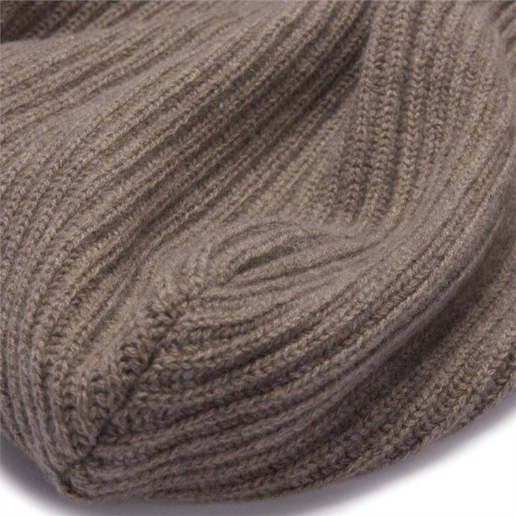 English Rib Knitted Belt Cashmere Beanie Hat