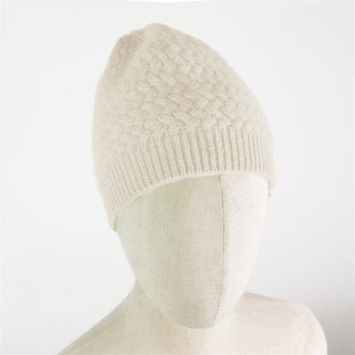 Hand Knitted Non Dyed Cashmere Beanie Hat