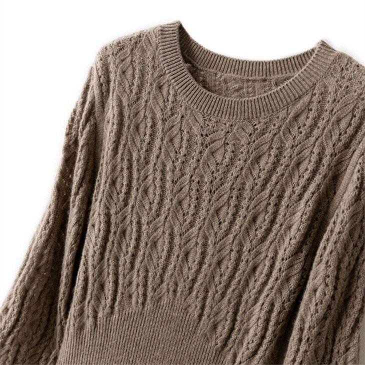 Lady Hollow Out Knitted 100% Cashmere Dress