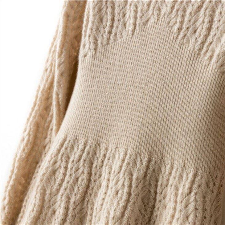 Lady Hollow Out Knitted 100% Cashmere Dress