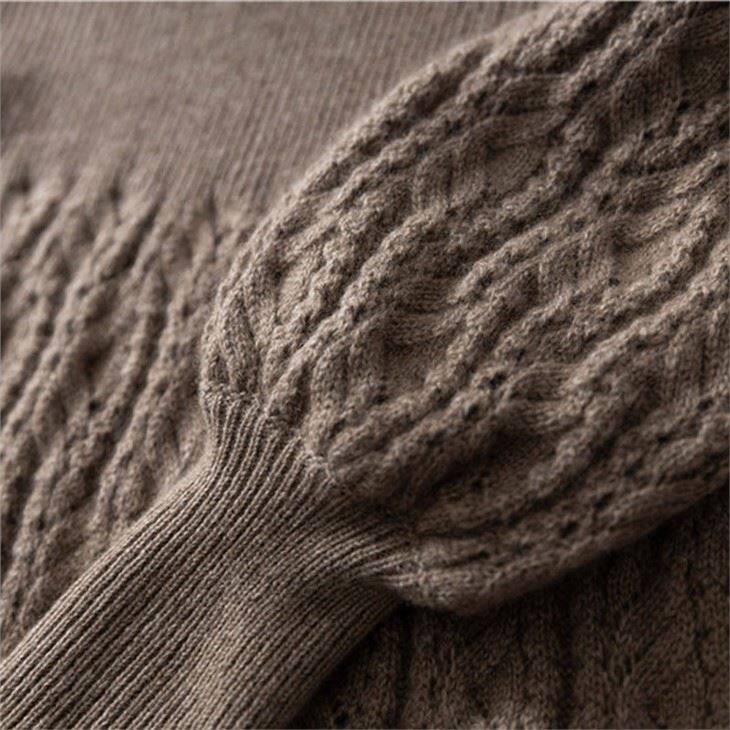 Lady Hollow Out Knitted 100% Cashmere Dress