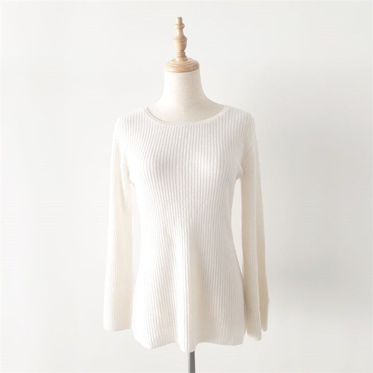 Bordás kötött harang ujjú kasmír pulóver