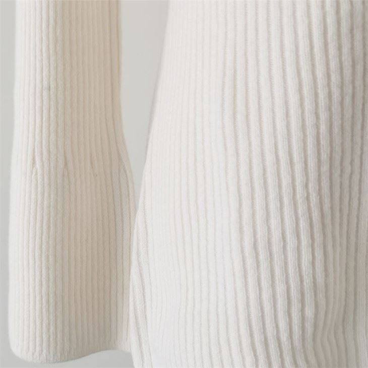 Rib Knitted Bell Sleeve Cashmere Sweater