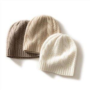 Tömör kábel kötött kasmír sapka sapka