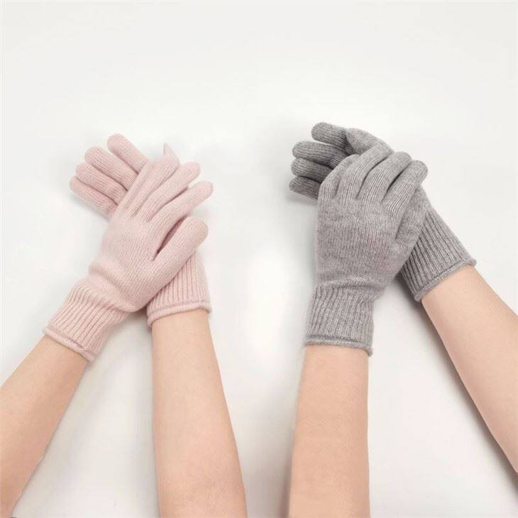 Winter Plain Knit Solid Color Gloves