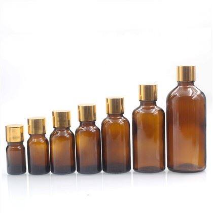 Amber Round Glass Essential Oil Bottle With Screw Cap