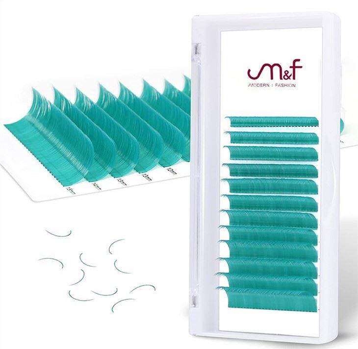 green colored lashes extension