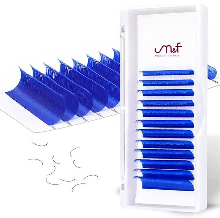 blue color lashes extension