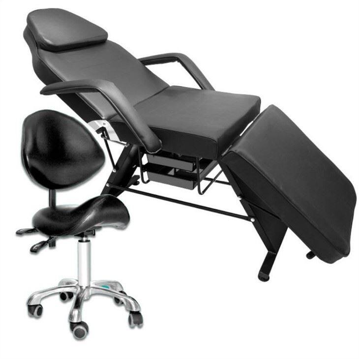 black Recliner + Saddle Chair