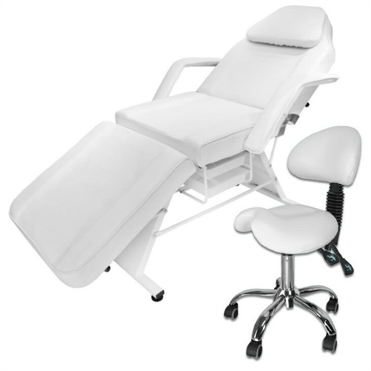 white Recliner + Saddle Chair