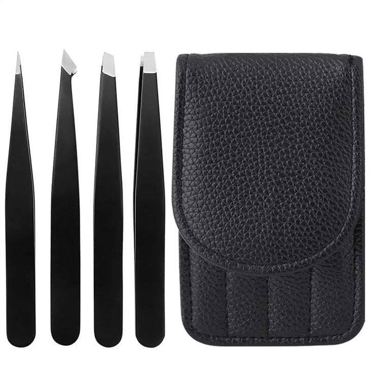 black stainless brow tweezers