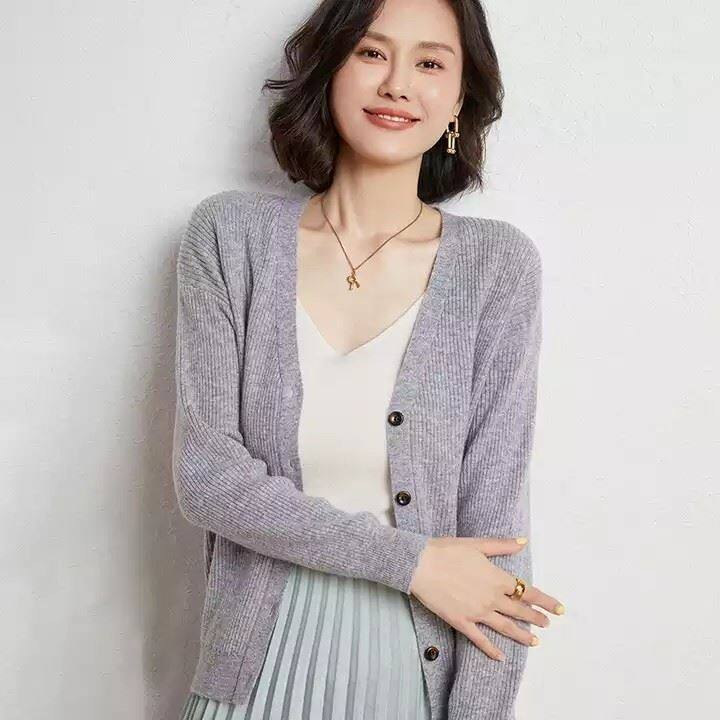 100% Cashmere Women Knit Cozy Cashmere Cardigan Sweater