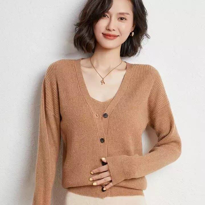 100% Cashmere Women Knit Cozy Cashmere Cardigan Sweater