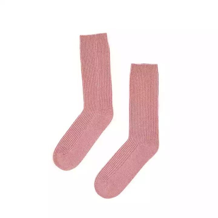 Custom Plain Knit Women Winter Cashmere Socks