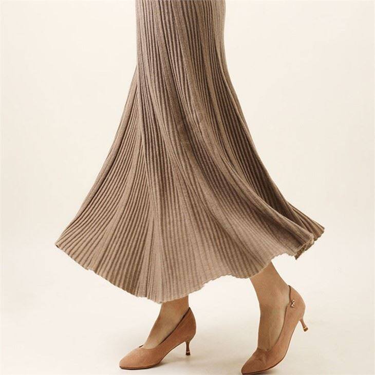 Elegant Over-The-Knee Knit Sweater Long Dress