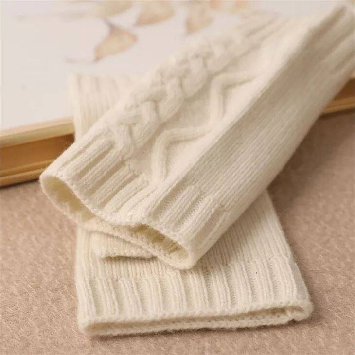 Ladies Luxury Knitted Half Finger Cashmere Gloves