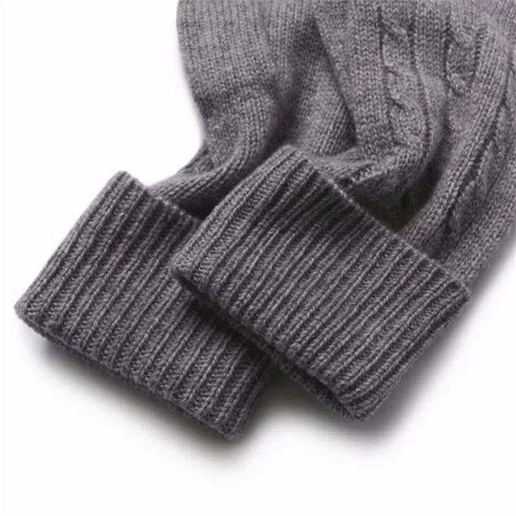 Men Finger Rib Knitted Cashmere Gloves