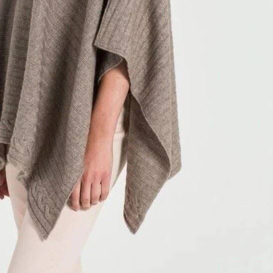 Rib Knit Cashmere Poncho