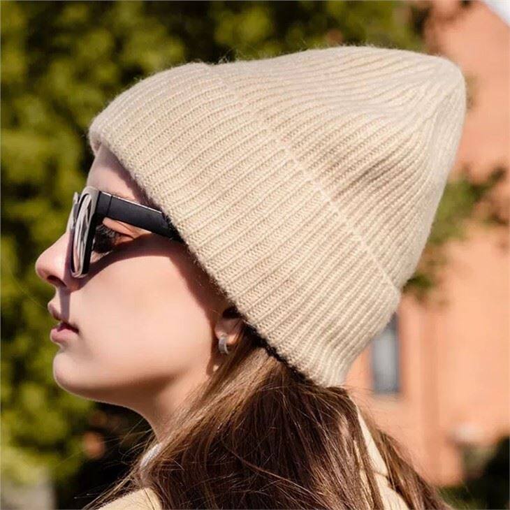 Solid Color Knitted Cashmere Beanie Hats