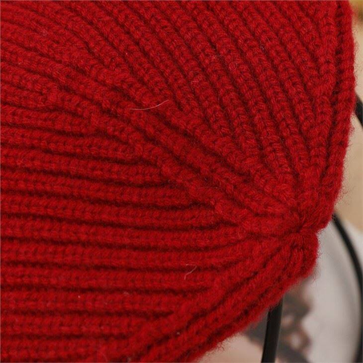 Solid Color Knitted Cashmere Beanie Hats