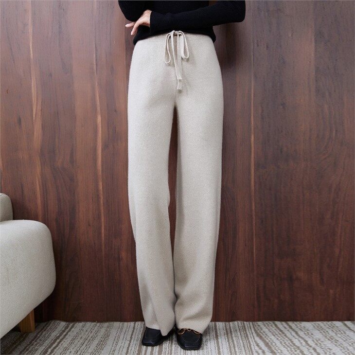 100% Wool Needle Woven Wide Pants