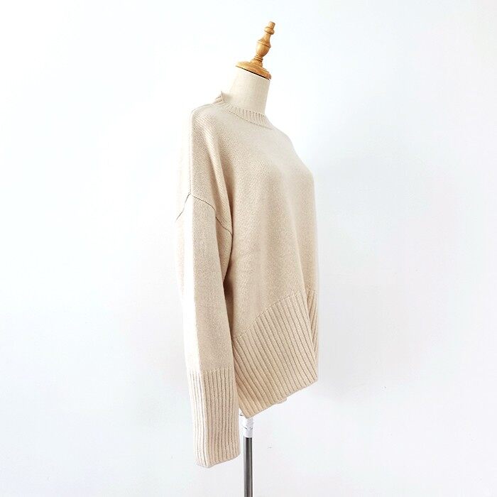 Crewneck Side Slit Cashmere Women's Pullover