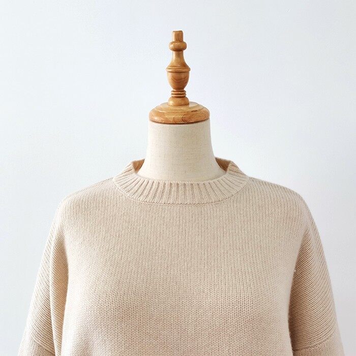 Crewneck Side Slit Cashmere Women's Pullover