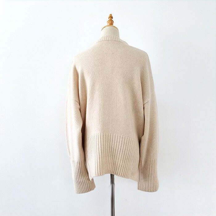 Crewneck Side Slit Cashmere Women's Pullover