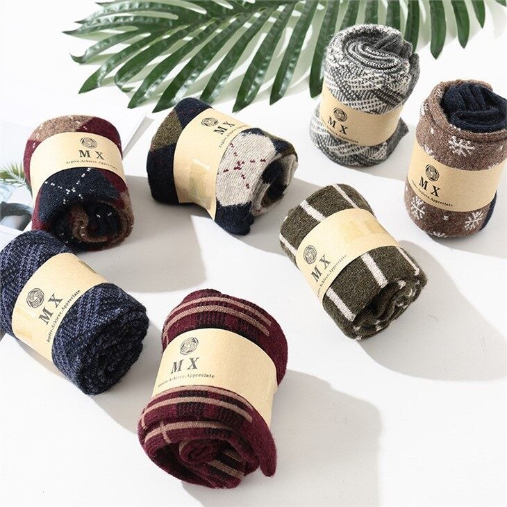 Custom Small Moq Unisex Striped Knitted Wool Sock