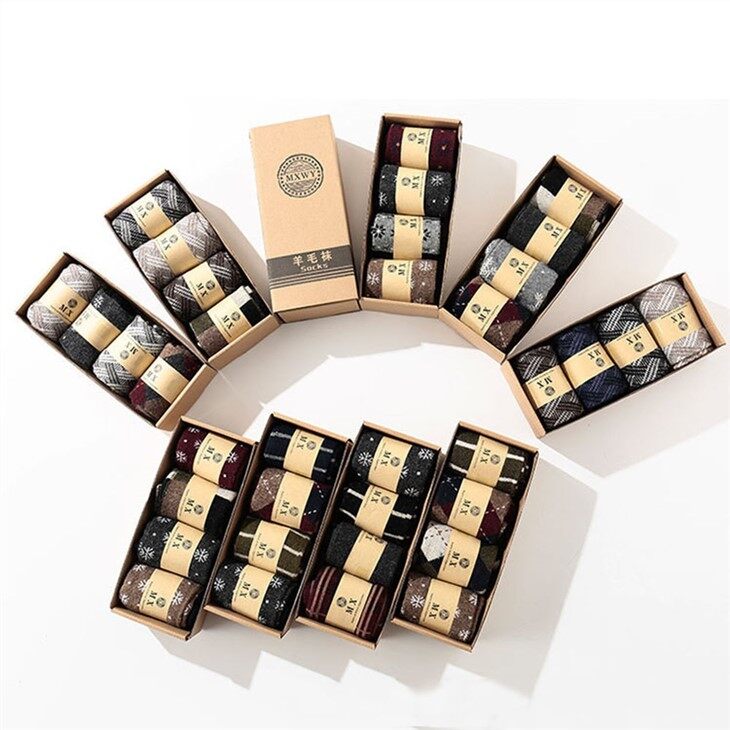 Custom Small Moq Unisex Striped Knitted Wool Sock