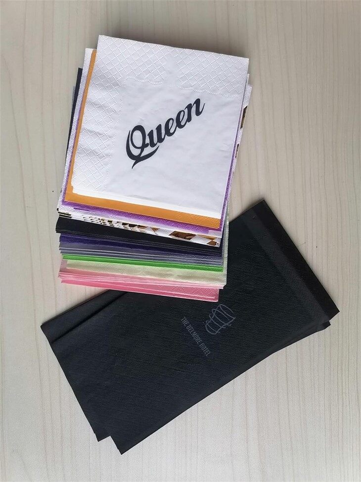 Black Serviettes Napkins With Printing