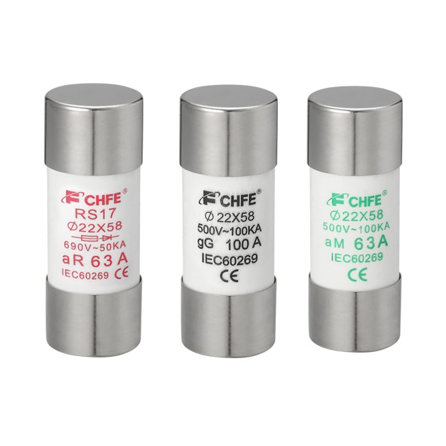 Cylindrical Fuse Link 690V 22*58MM AR 63A Ceramic Type For Easy Installation Fuse Link