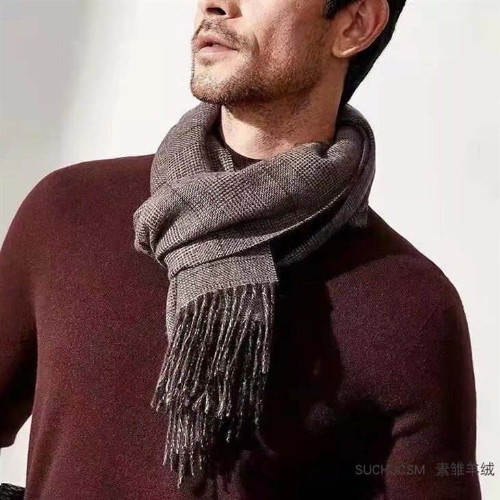 Unisex Checked Double Side Cashmere Scarf