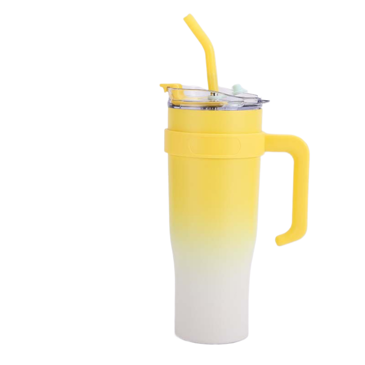 Big Capacity Tumbler Insulated Stainless Steel Car Cup With Straw