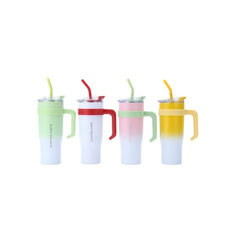 Big Capacity Tumbler Insulated Stainless Steel Car Cup With Straw