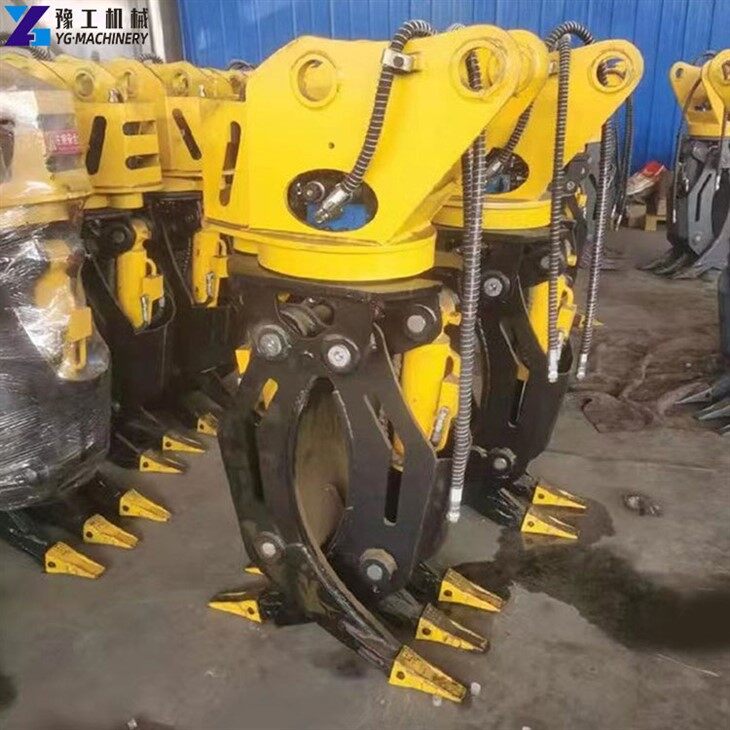 굴삭기 나무 잡기