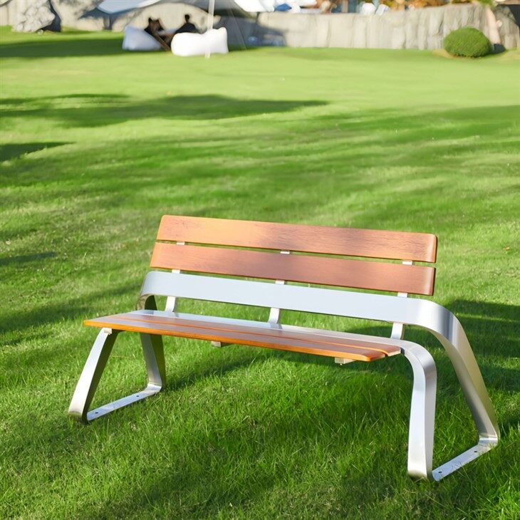 Stainless Steel Wooden Slatted Park Chairs factory