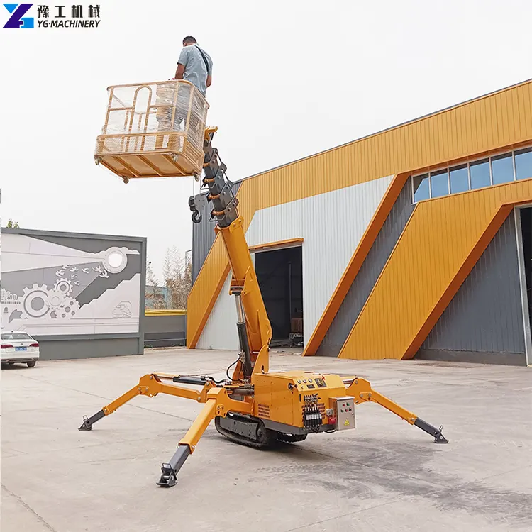spider crane with man basket