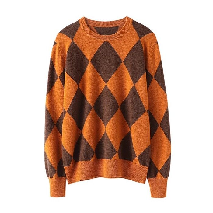 Argyle Cashmere Sweater Oversized