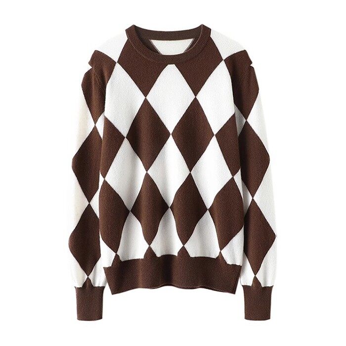 Argyle Cashmere Sweater Oversized