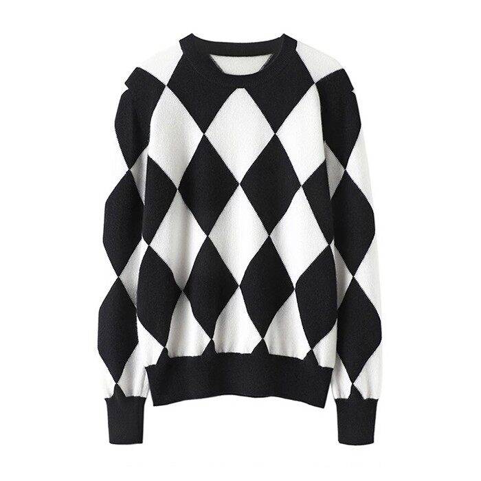 Argyle Cashmere Sweater Oversized