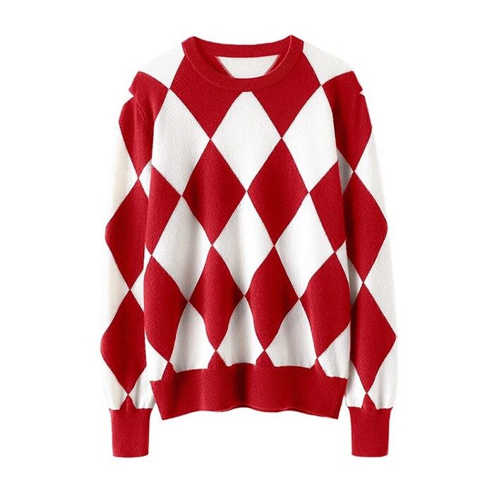 Argyle Cashmere Sweater Oversized