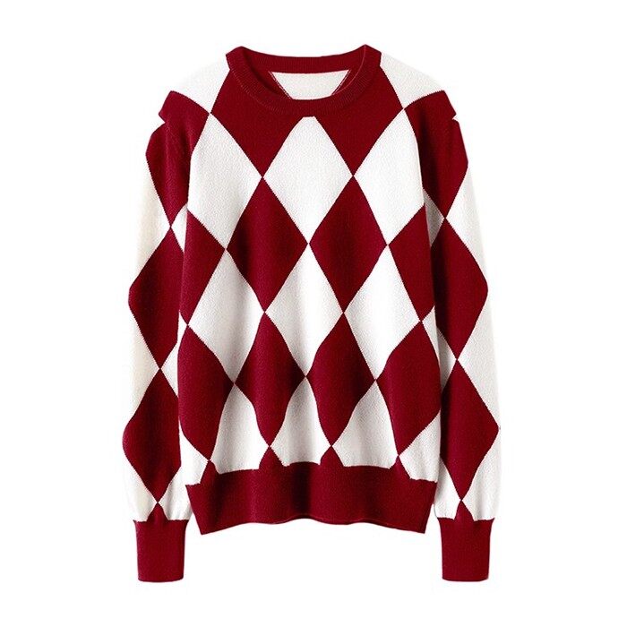 Argyle Cashmere Sweater Oversized