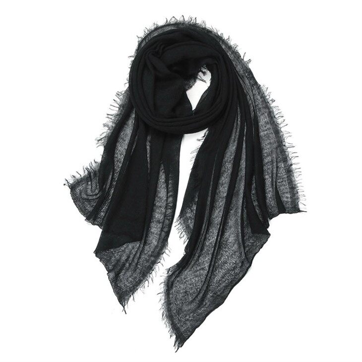 Черен тънък шал от кашмир